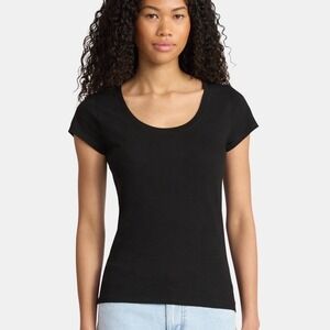No Boundaries Scoop Neck Short Sleeve Tee L 11-13 Black New Without Tags Goth